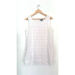 Women's Red Herring Dress tunic euro 42 medium White Sleeveless lace embroidere